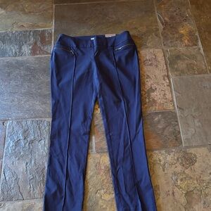 Chico's Navy Straight Leg Pants with Zipper Details